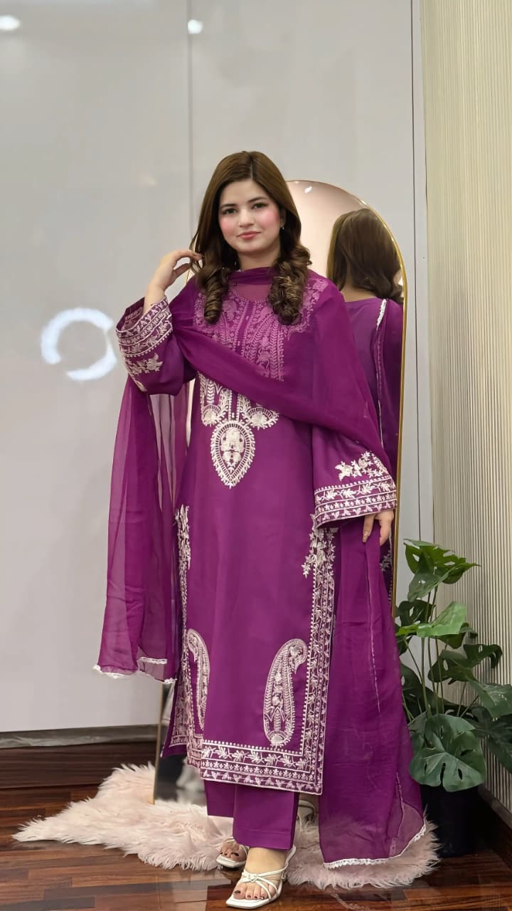 Sapphire embroidery 3pc (purple)