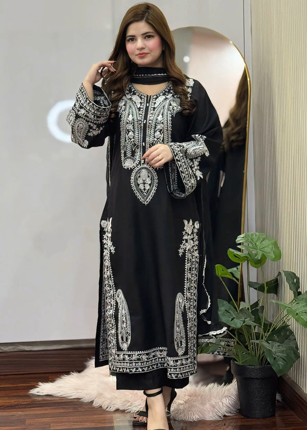 Sapphire embroidered 3pc black